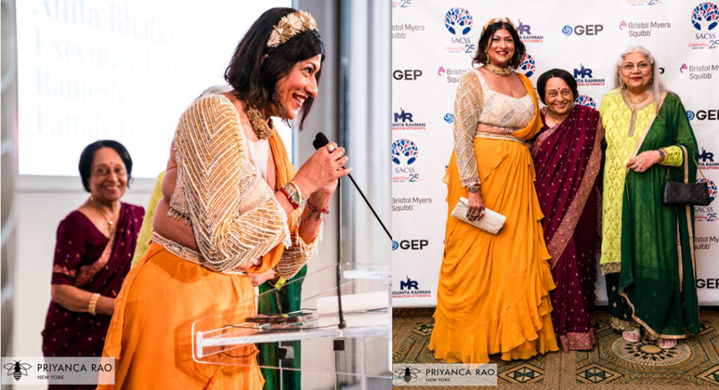 (From left to right) Anita Bhatia, SACSS Executive Director Sudha Acharya, and Kalpana Bhatia