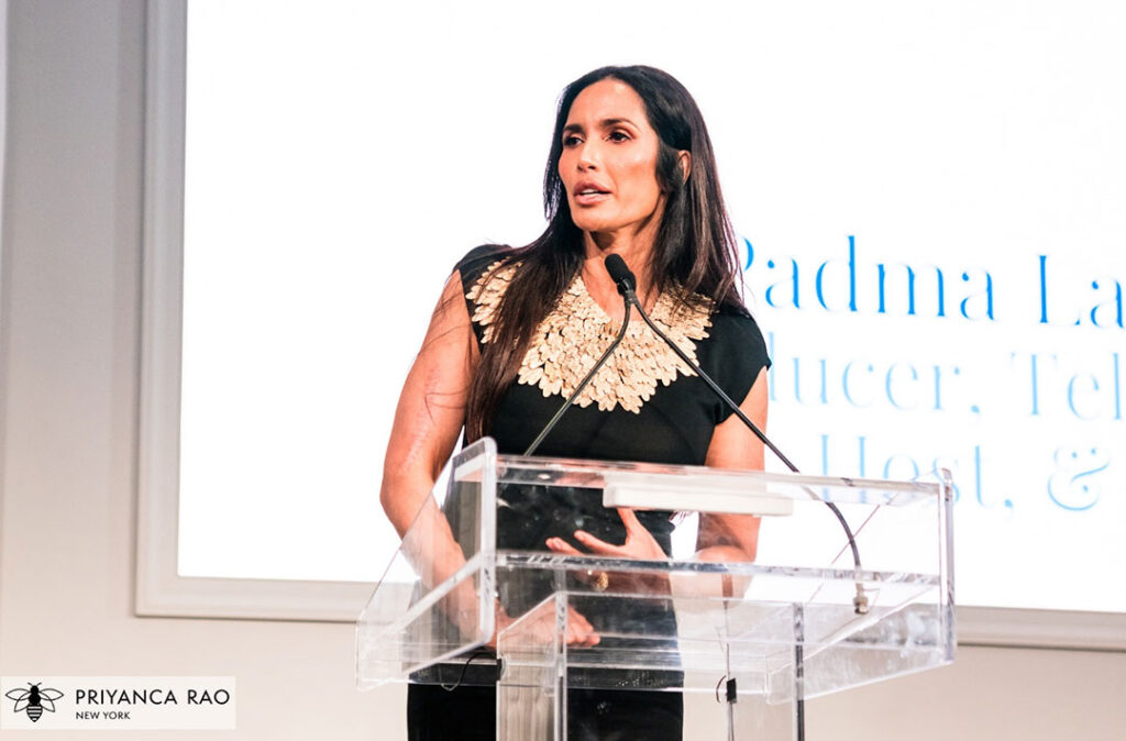 Padma Lakshmi accepting the Voices of Heritage Award