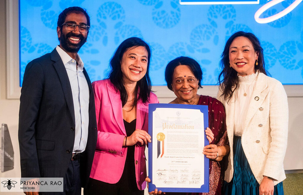 (From left to right) Council Member Shekar Krishnan, Council Member Sandra Ung, SACSS Executive Director Sudha Acharya, and Council Member Linda Lee