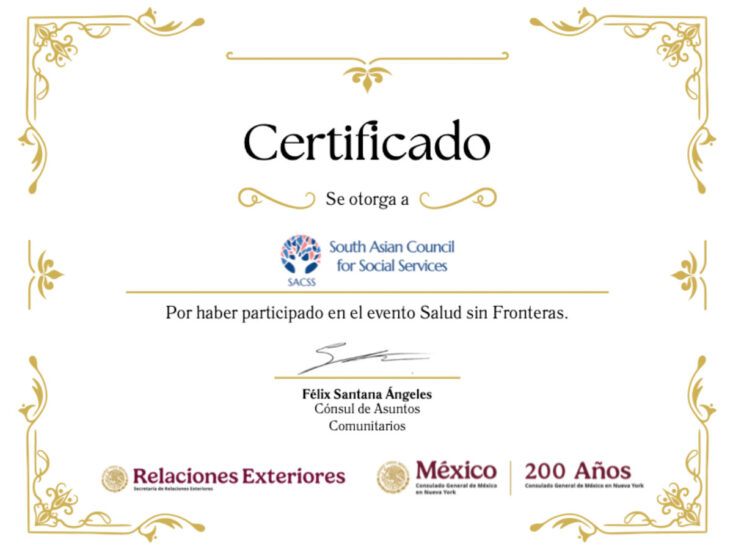 SACSS Receives Recognition from the Consulate General of Mexico in New York for Cross-Cultural Community Impact